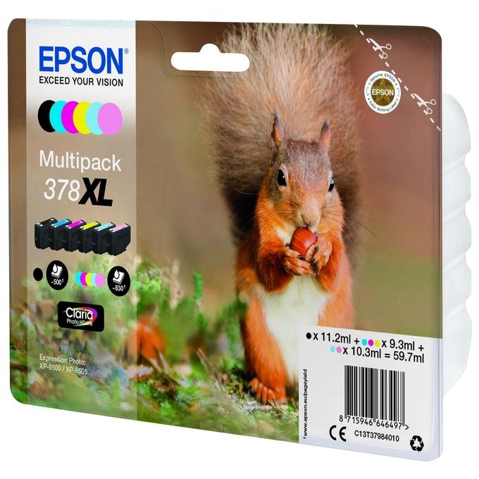 Epson 378XL Multipack Confezione da 6 59,7ml XL Nero-Ciano-Ciano Chiaro-Magenta Chiaro-Magenta-Giallo