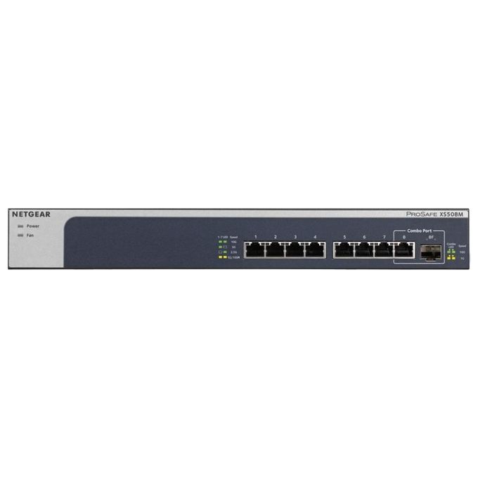Netgear XS508M Switch Unmananged con 7 Porte Multi-Gigabit fino a 10 G, 1 Porta 10 G SFP+, Grigio