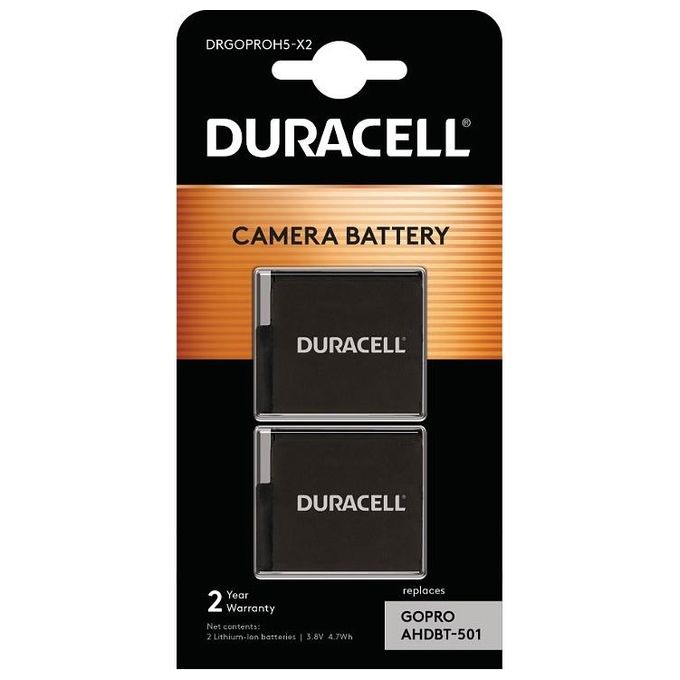 Duracell Li-Ion Akku 1250mAh per GoPro Hero 5-Hero 6-Hero 7 2 Pezzi
