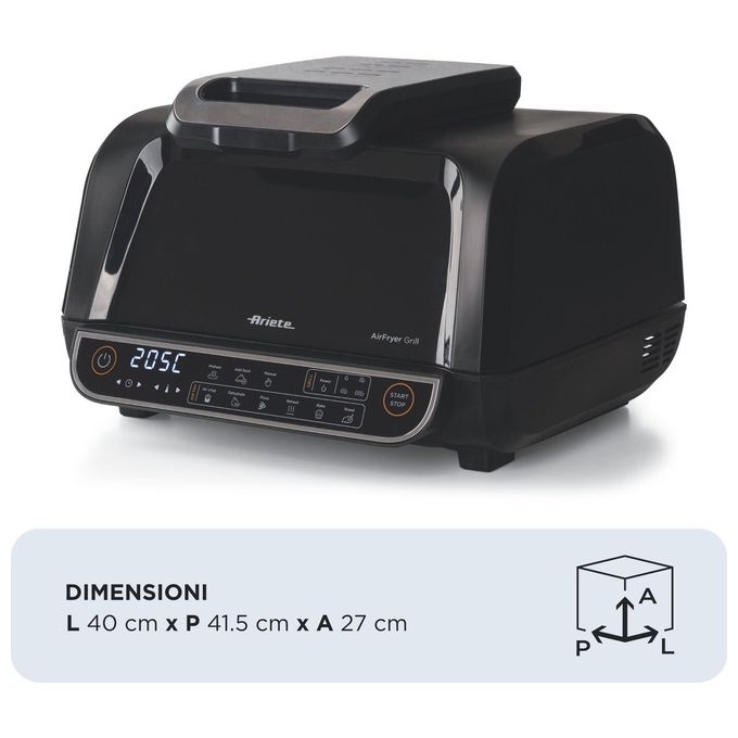 Ariete 4635 Air Fryer Grill Friggitrice ad aria 8 L 1700 W 8 Programmi Display Touch colore Nero