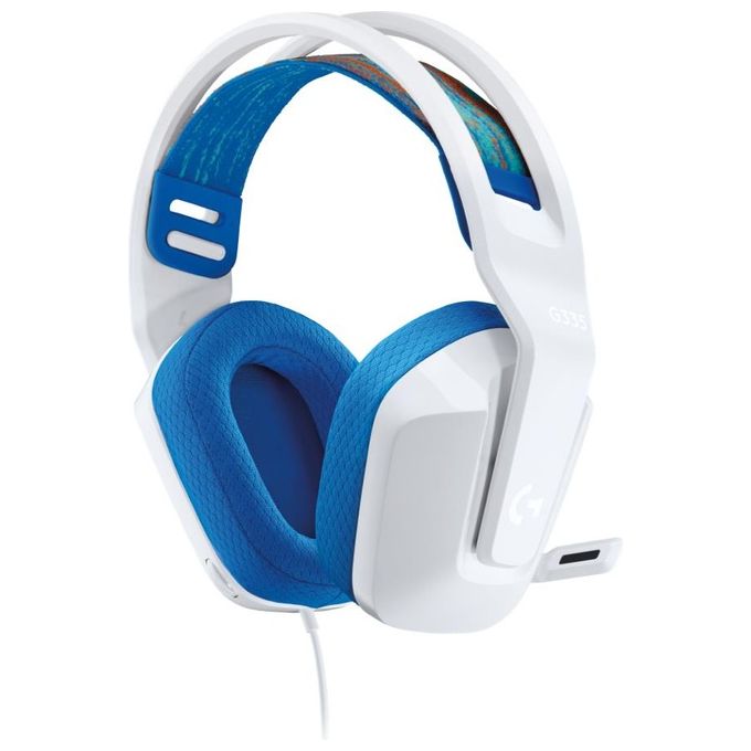 Logitech G335 Cuffie Gaming Cablate Microfono Flip to Mute Jack Audio da 3.5mm Bianco