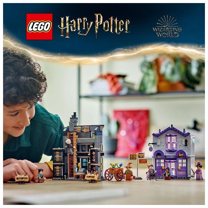 LEGO Harry Potter Olivander e Madama McClan: Abiti per Tutte le Occasioni 2 Modelli di Negozi Giocattolo da Costruire con 6 Minifigure Giochi Creativi per Bambini da 8 Anni da Collezione 76439