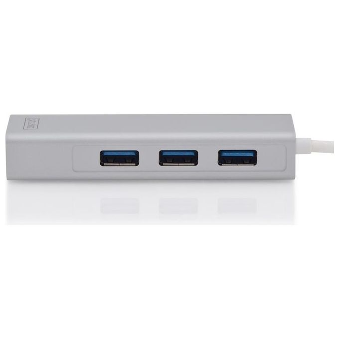 Digitus hub connettore tipo c con 3 porte usb 3.0 + porta rete gigabit