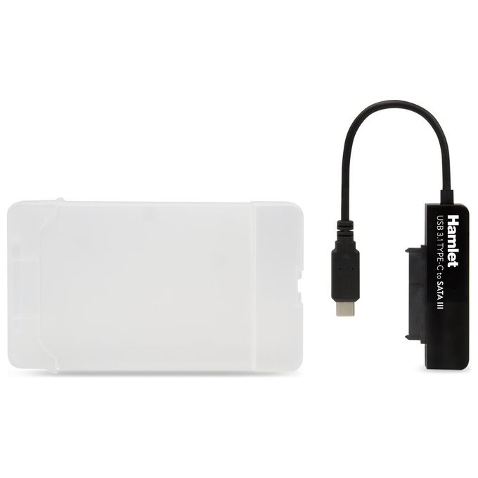 Hamlet XADTC-SATA Box HDD 2.5'' Adattatore USB 3.1 Gen 2 Type-C a SATA III 10 Gbps Plug and Play colore Nero