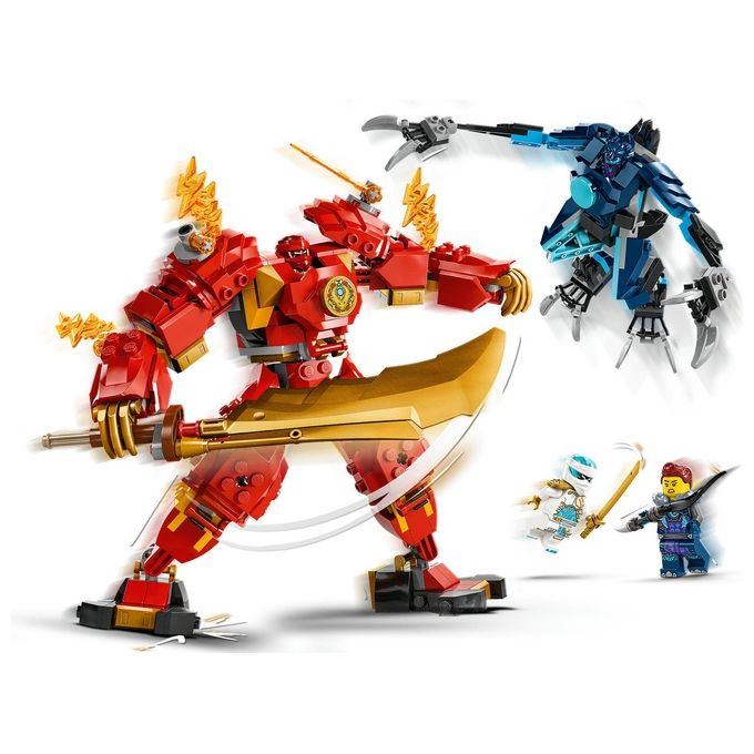 LEGO NINJAGO 71808 Mech Elemento Fuoco di Kai, Giochi per Bambini di 7+ Anni con 2 Action Figure da Costruire e 4 Minifigure