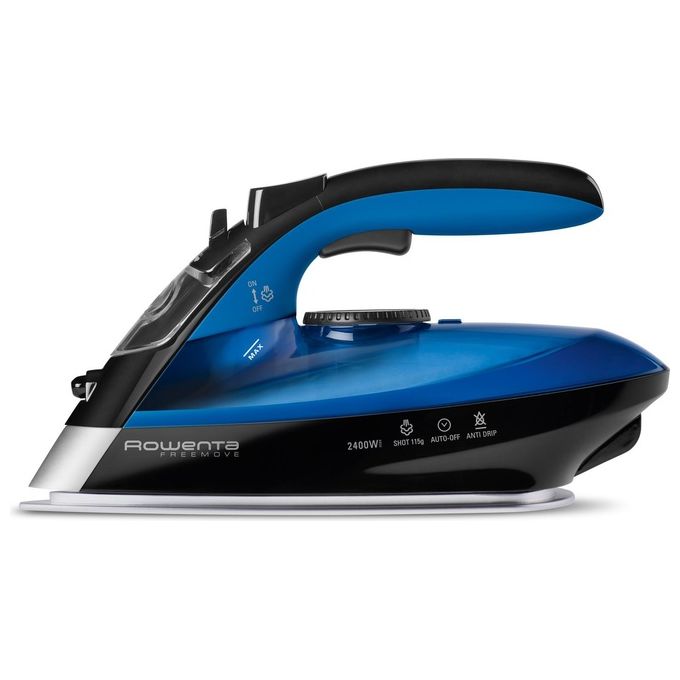 Rowenta DE5010D1 Freemove Ferro da Stiro a Vapore Senza Filo 2400W 27 g-min Piastra Microsteam 400 Laser colore Nero Blu