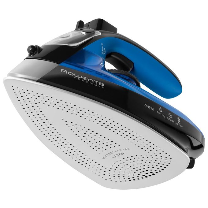 Rowenta DE5010D1 Freemove Ferro da Stiro a Vapore Senza Filo 2400W 27 g-min Piastra Microsteam 400 Laser colore Nero Blu