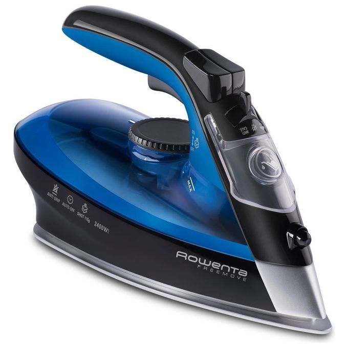 Rowenta DE5010D1 Freemove Ferro da Stiro a Vapore Senza Filo 2400W 27 g-min Piastra Microsteam 400 Laser colore Nero Blu