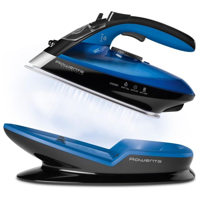 Rowenta DE5010D1 Freemove Ferro da Stiro a Vapore Senza Filo 2400W 27 g-min Piastra Microsteam 400 Laser colore Nero Blu