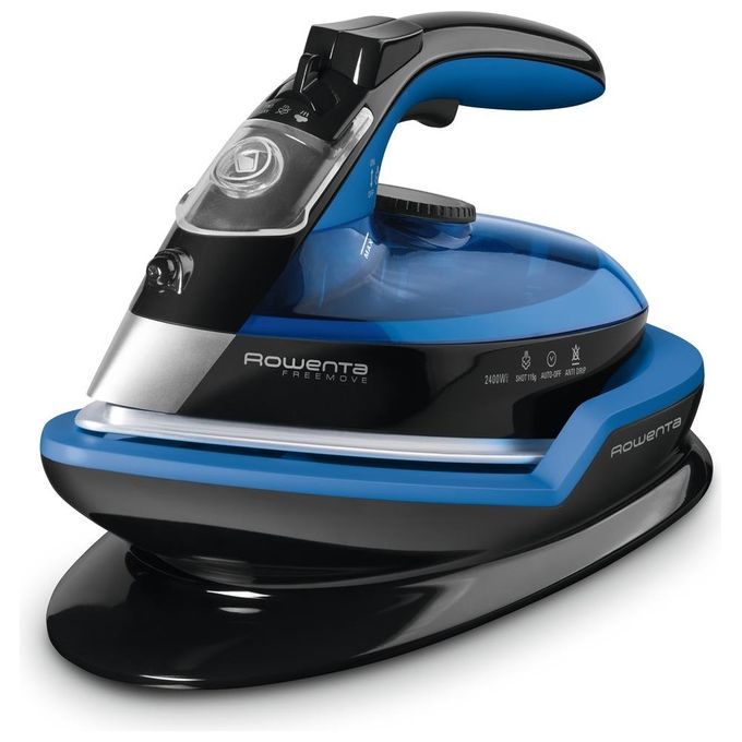 Rowenta DE5010D1 Freemove Ferro da Stiro a Vapore Senza Filo 2400W 27 g-min Piastra Microsteam 400 Laser colore Nero Blu