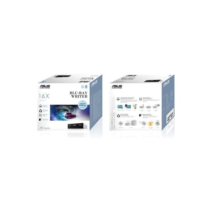 ASUS BW-16D1HT-BLK-B Masterizzatore Blue-Ray SATA 16x Magic Cinema Technology e-Green engine e-Hammer Disk-encryption Cyberlink Power2Go 8