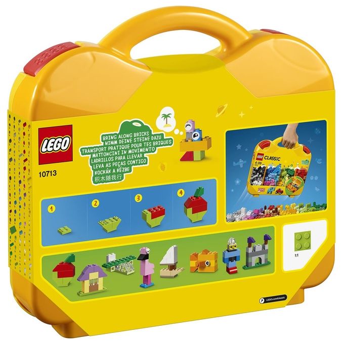 LEGO Classic Valigetta Creativa 10713 Contenitore Mattoncini Colorati con Macchina Giocattolo, Nave, Casa, Castello e Animali da Costruire, Giochi per l'Apprendimento per Bambini e Bambine da 4 Anni