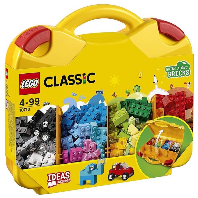 LEGO Classic Valigetta Creativa 10713 Contenitore Mattoncini Colorati con Macchina Giocattolo, Nave, Casa, Castello e Animali da Costruire, Giochi per l'Apprendimento per Bambini e Bambine da 4 Anni