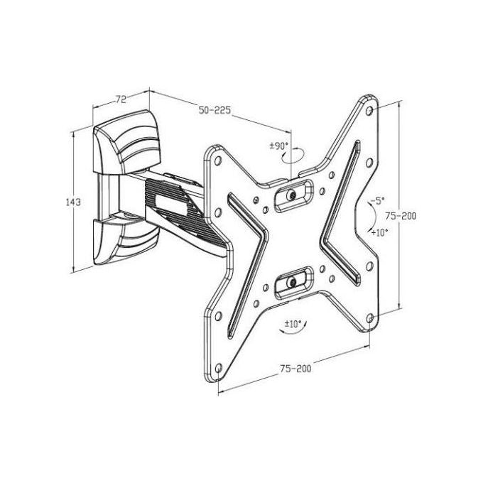 Ciatti Supporto Monitor Elbis200 Nero Montaggio a Parete con Doppio Snodo per Regolazione Flessibile