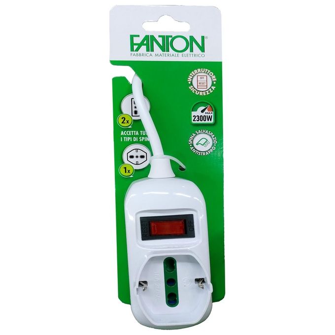 Fanton 421454 Retail Multipresa 3 Prese con Interruttore Bianco