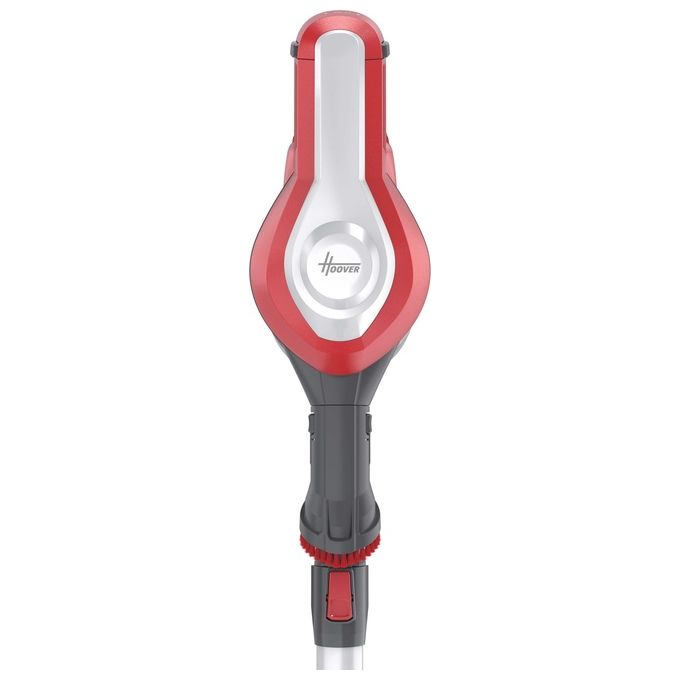 Hoover HF122RH 011 H-Free 100 – Scopa elettrica senza filo e senza sacco, capacita' 0,9 L, autonomia fino a 40 minuti, 2 velocita', sistema ciclonico, accessori inclusi, colore Argento-Rosso