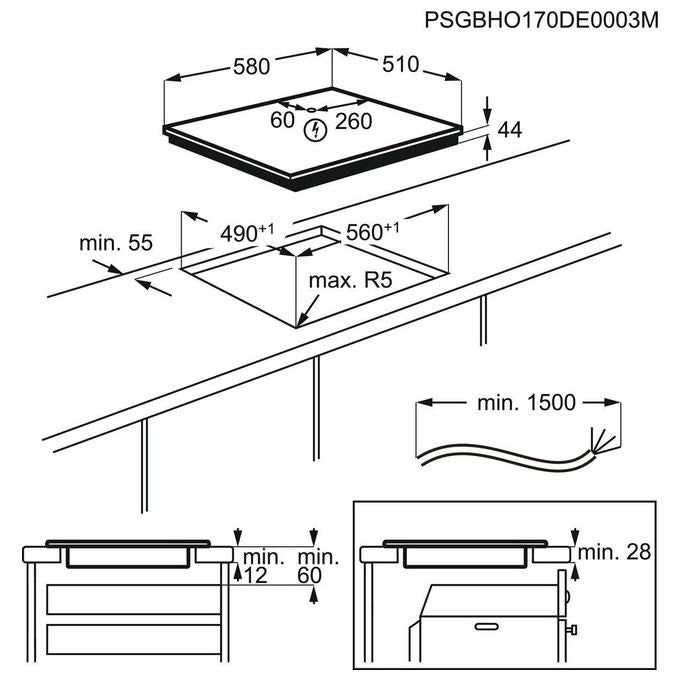 Aeg IKS64453IB Piano Cottura da Incasso 58cm ad Induzione 4 Zone Nero