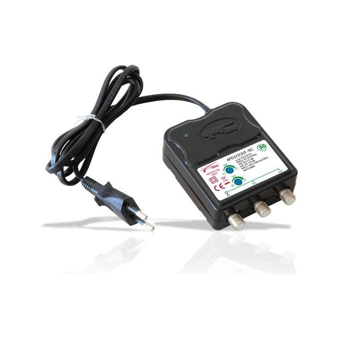 G.b.s. Elettronica AMS2-2OUT -5G Amplificatore da Interno Switching 30db 1 Ingresso Vhf-Uhf 2 Uscite