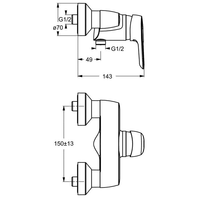 Ideal Standard Ceramix Blu Miscelat. Doccia Esterno Senza Dotazione Cromo