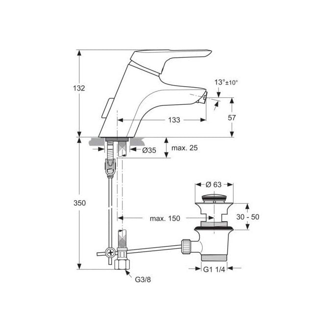 Ideal Standard Ceramix Blu Miscelat. Bidet Con Scarico E Flessibili Cromo