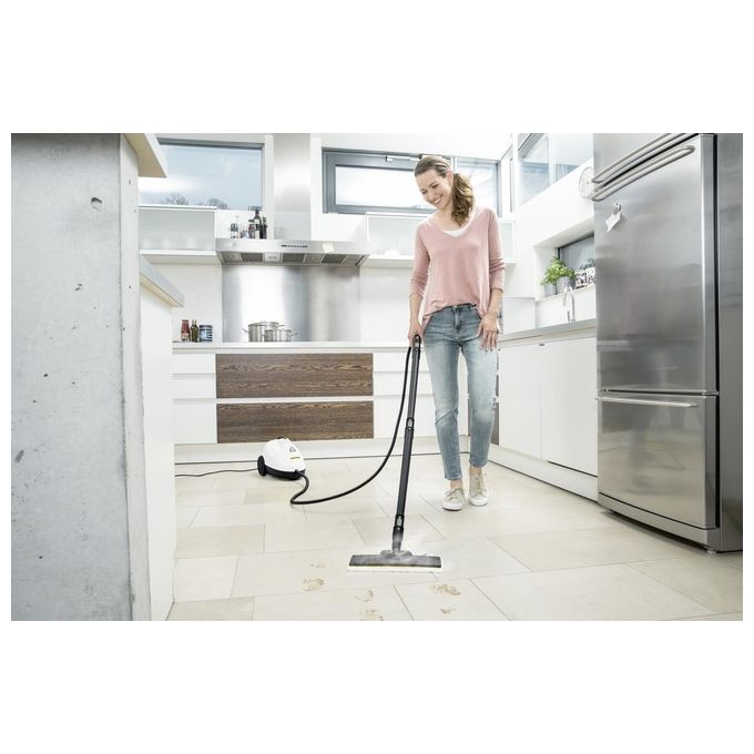 Kärcher SC 2 EasyFix Pulitore a Vapore 1500 W Serbatoio 1 litro Bocchetta pavimenti e panno EasyFix Bocchetta Manuale e Panno Spazzola Tonda Bianco