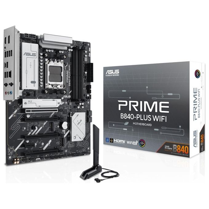 ASUS PRIME B840-Plus WiFi Scheda Madre AMD ATX Slot DDR5 PCIe 4.0 Ready 3 slot M.2 WiFi 6E Ethernet Realtek 25 GB DisplayPort HDMI USB-C e USB-A da 20 Gbps BIOS Flashback e Aura Sync