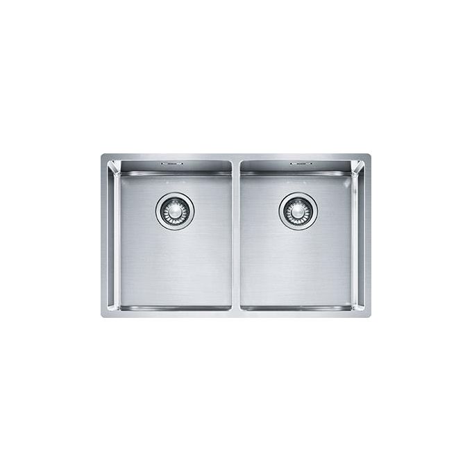 Franke Lavello Acciaio Inox Spazzolato da incasso Semifilo-Filotop-Sottotop 2 Vasche Acciaio 74x45cm 127.0370.188