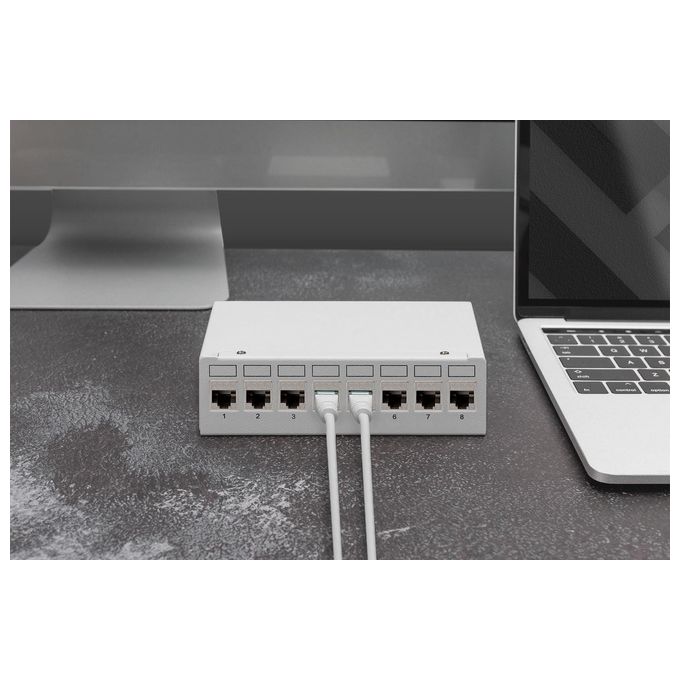 Digitus Modulo Keystone Cat 6a Schermato con Supporto dei Cavi Intelligente 8 Pezzi