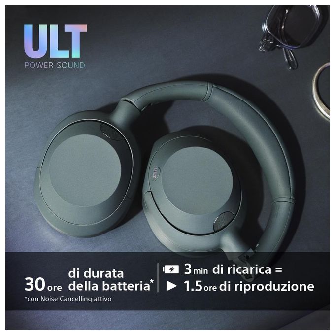 Sony ULT WEAR Cuffie Bluetooth Wireless con ULT POWER SOUND Bassi Profondi IOS e Android Forest Gray