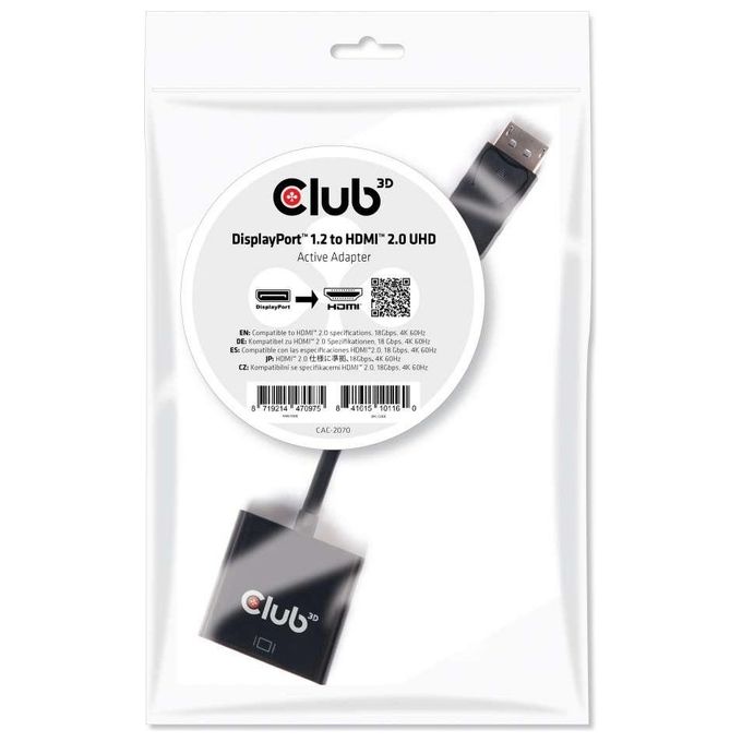 Club3d Adattatore Dp-hdmi 2.0 4k 60hz