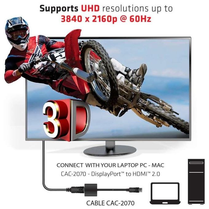 Club3d Adattatore Dp-hdmi 2.0 4k 60hz