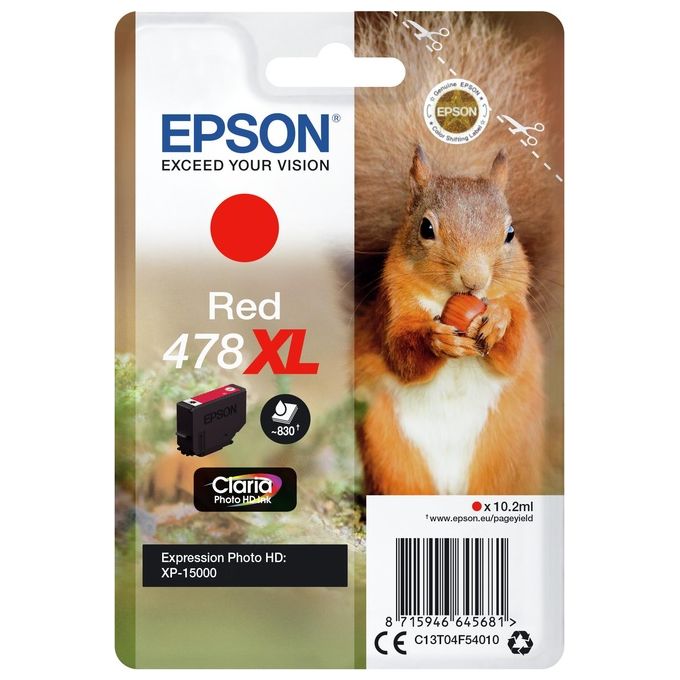 Epson Squirrel Cartuccia d'Inchiostro Rosso 478XL Claria Photo HD