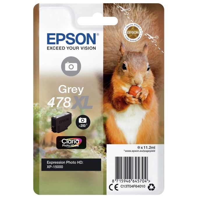 Epson Squirrel Singlepack Grey 478xl Claria Photo Hd Ink