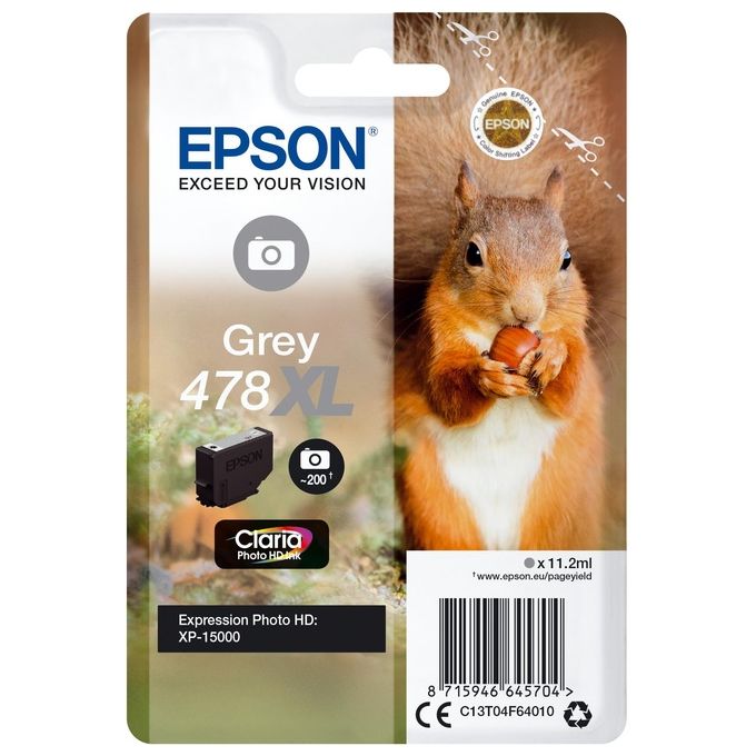 Epson Squirrel Singlepack Grey 478xl Claria Photo Hd Ink