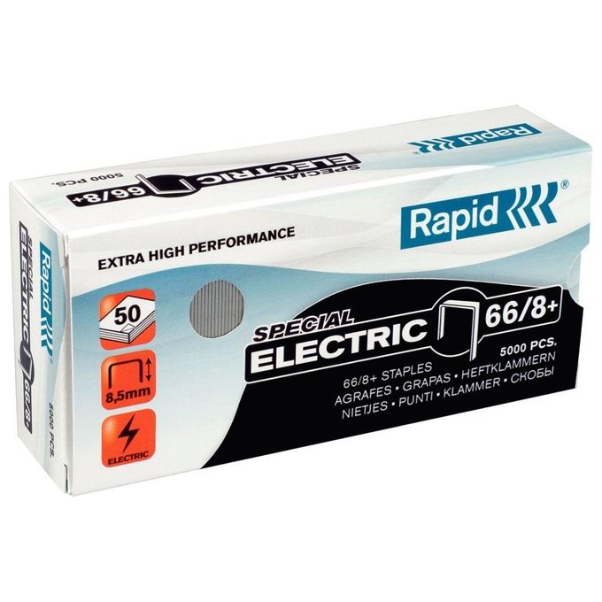 Rapid Punti 66 8 Mm Zincati 5m 10-50 Fogli Usati Nella Maggior Parte Delle Cucitricielettriche (box 5000 Pz)