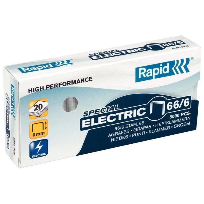 Rapid Punti 66 6 Mm Zincati 5m 2-20 Fogli Usati Nella Maggior Parte Delle Cucitricielettriche (box 5000 Pz)