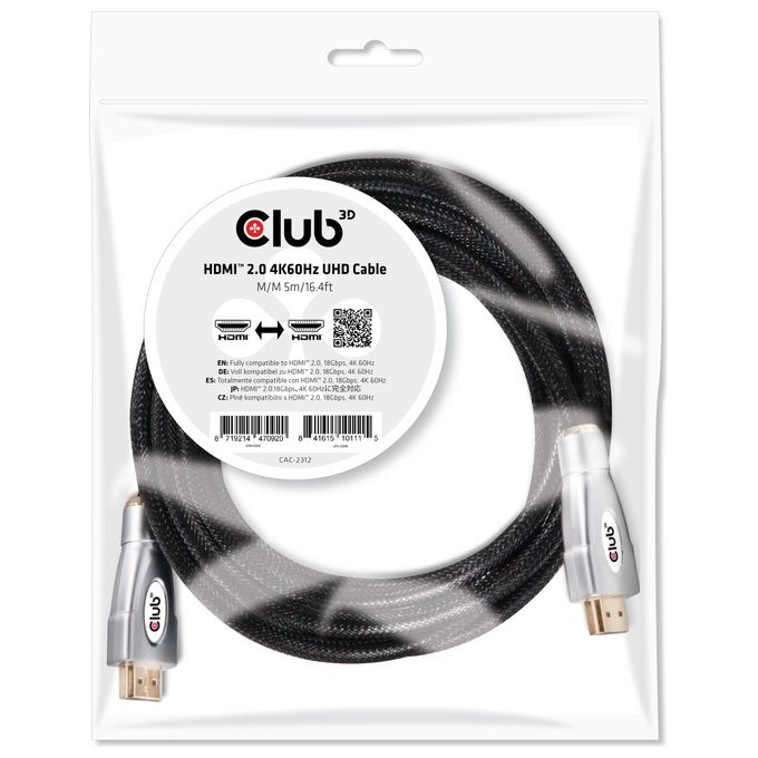 Club3D Cavo Hdmi 2.0 High Speed 4K Ultra Hd 5mt
