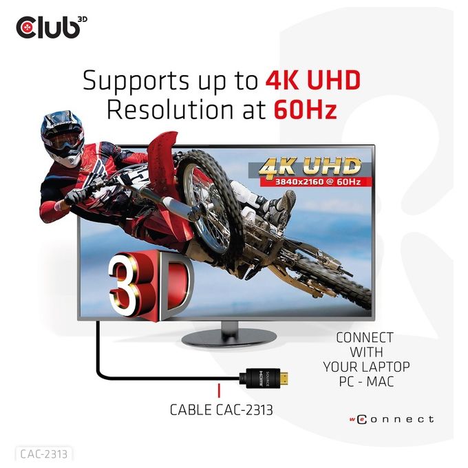Club3d CAC-2313 Cavo Hdmi 2.0 M a Hdmi 2.0 M Gigh Speed 4K 60hz Ultra Hd RedMere 10mt