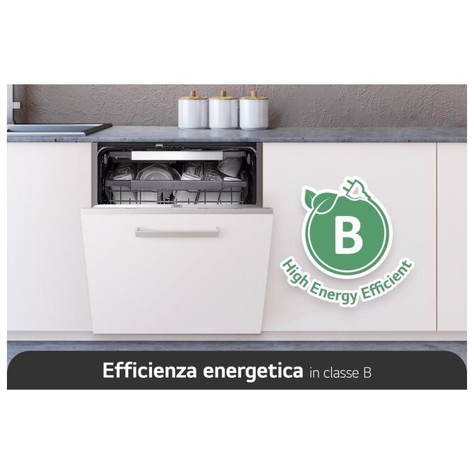 LG QuadWash DB365TXS Lavastoviglie a Scomparsa Totale Classe Energetica B 14 Coperti Vapore Wi-Fi