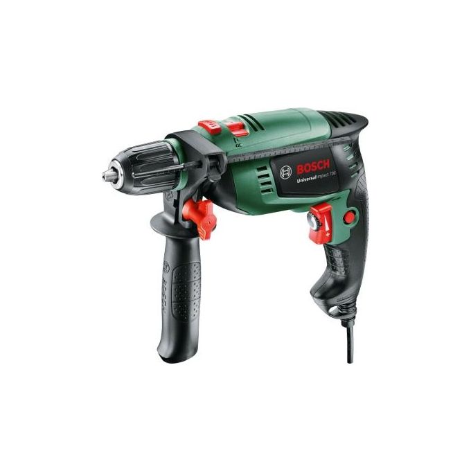Bosch 0603131000F Universal Impact 700 Trapano a Percussione 701W 13mm Mandrino PressandLock Reversibile colore Verde