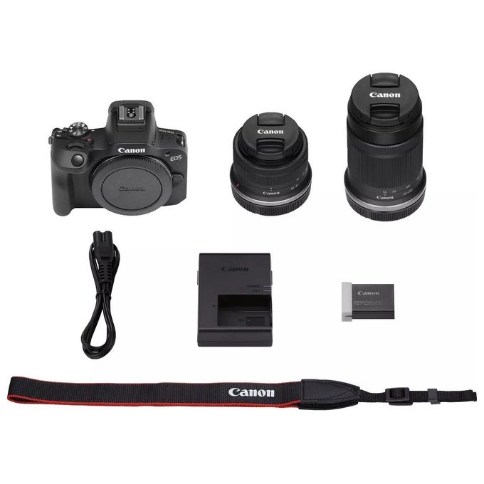 Canon EOS R100  RF-S 18-45mm F4.5-6.3 IS STM  RF-S 55-200mm F5-7.1 IS STM Kit MILC 24.1 MP CMOS 6000x4000 Pixel Nero