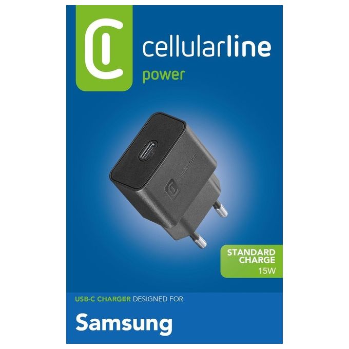 Cellularline caricabatterie usb type-c adaptive fast charging 15w per ricarica rapida e compatibile con dispositivi mobili