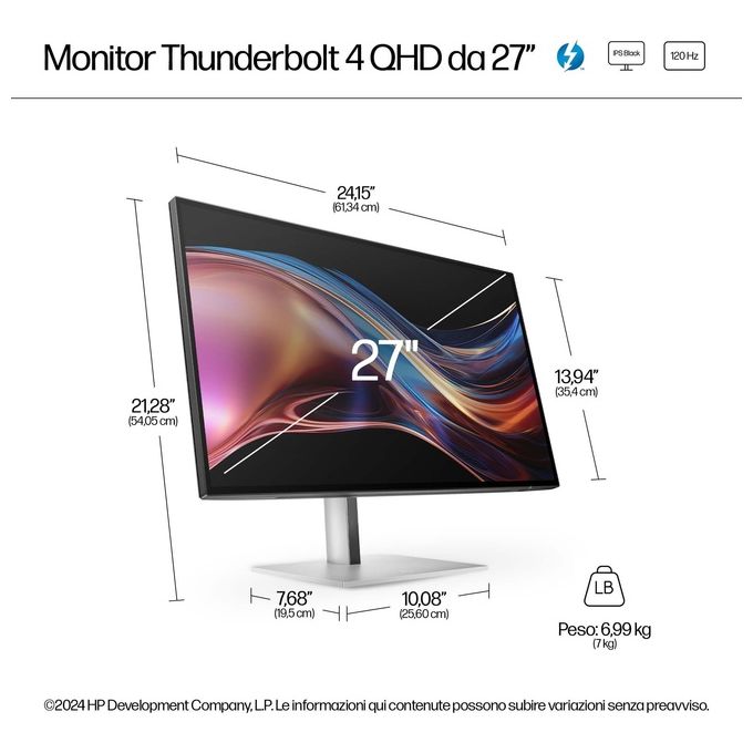 HP S7 Pro 727pu Qhd Tb4 Monitor EMEA-INTL English Loc-euro Plug