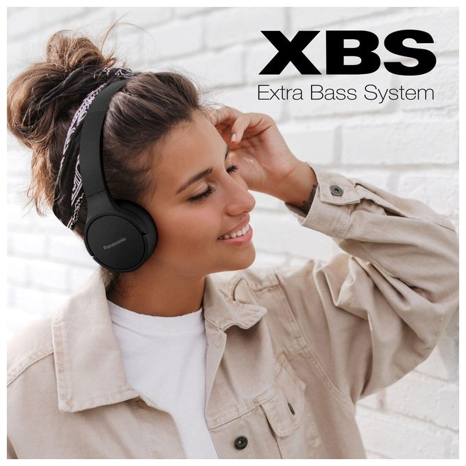 Panasonic RF-HF420BE-K Cuffie Bluetooth Bassi Potenti con Sistema XBS Nero