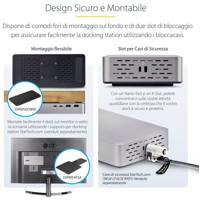 StarTech.com Docking Station Usb4 Usb-c 40gbps Doppio Video Hdmi Fino a 2x 4k 60hz 4:4:4 (rgb) O 2x 4k 120hz 4:2:2 Dock Multi Monitor 6x Usb 2.5gbe 100W Pd