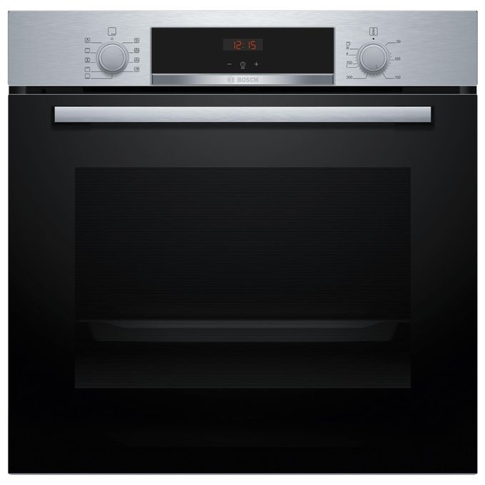 Bosch HBA534BS3 Serie 4 - Forno da incasso elettrico multifunzione, 71 L, Classe A+, 7 funzioni di cottura tra cui HotAir 3D, grill, funzione pizza, Acciaio inox