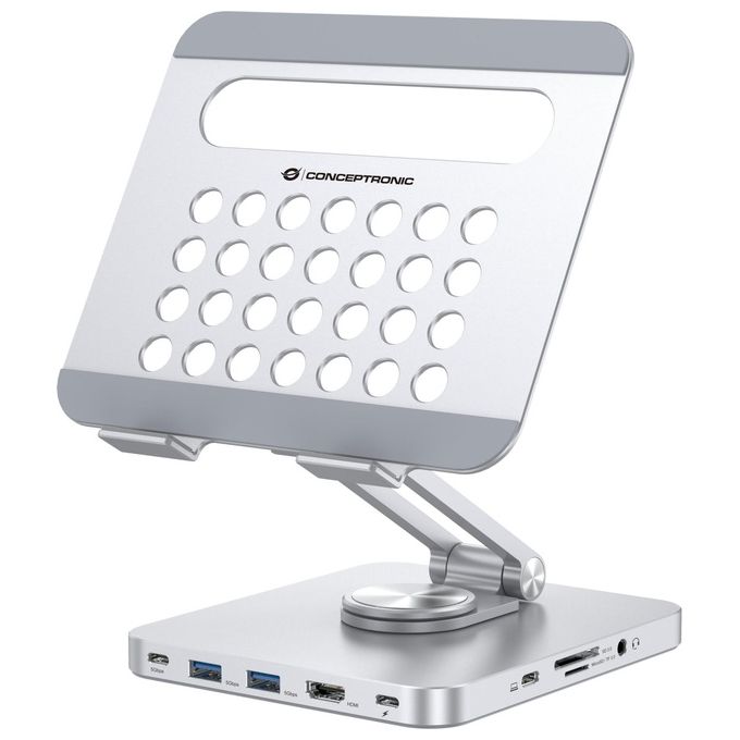 Conceptronic DONN26G Supporto per Tablet con Docking Station USB 3.2 Gen 1 8 in 1