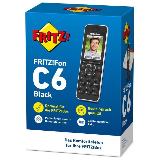 Fritz! Fon C6 Black Telefono Dect Identificatore di Chiamata Nero