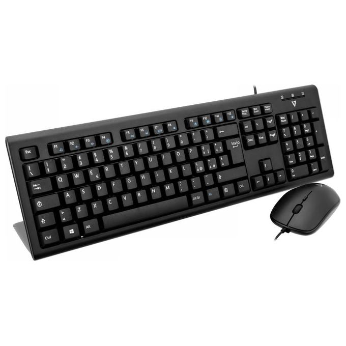 V7 CKU200IT Set Tastiera e Mouse con Cavo Usb e Adattatore PS2