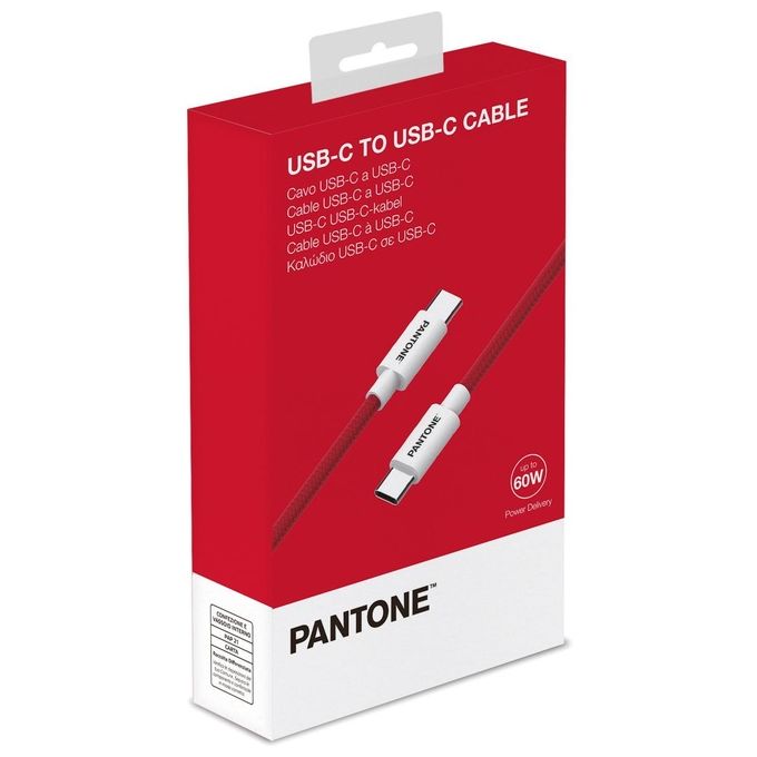 Pantone Cavo USB-C a USB-C con Connettore Reversibile per Ricarica Veloce Rosso